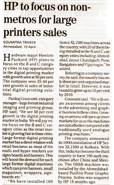 HP to focus on non metros for large printers sales